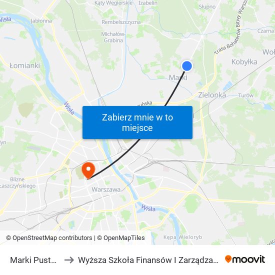 Marki Pustelnik to Wyższa Szkoła Finansów I Zarządzania W Warszawie map