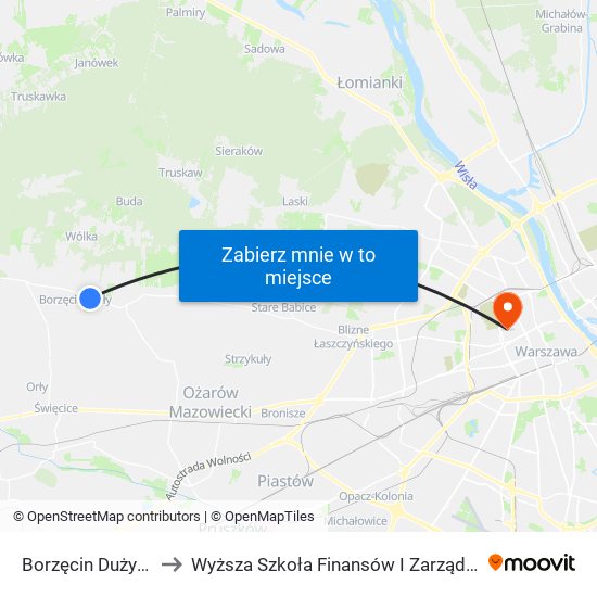 Borzęcin Duży - Wieś 02 to Wyższa Szkoła Finansów I Zarządzania W Warszawie map