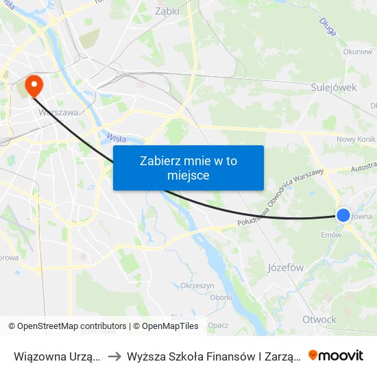 Wiązowna Urząd Gminy 02 to Wyższa Szkoła Finansów I Zarządzania W Warszawie map