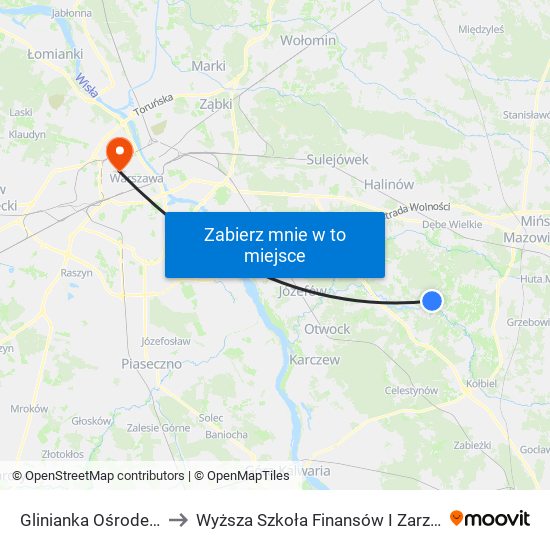 Glinianka Ośrodek Zdrowia 01 to Wyższa Szkoła Finansów I Zarządzania W Warszawie map