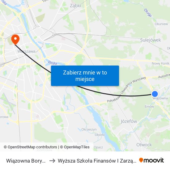 Wiązowna Boryszewska to Wyższa Szkoła Finansów I Zarządzania W Warszawie map