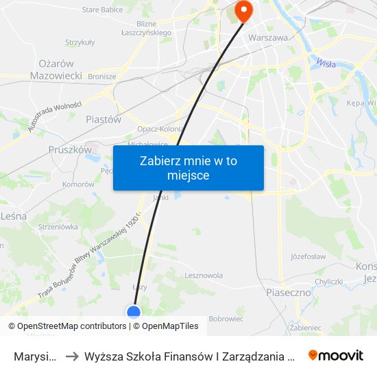 Marysin 02 to Wyższa Szkoła Finansów I Zarządzania W Warszawie map