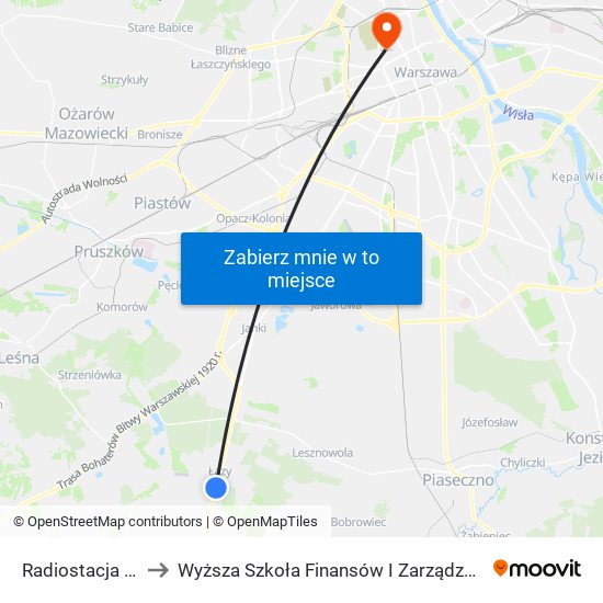 Radiostacja Łazy 01 to Wyższa Szkoła Finansów I Zarządzania W Warszawie map