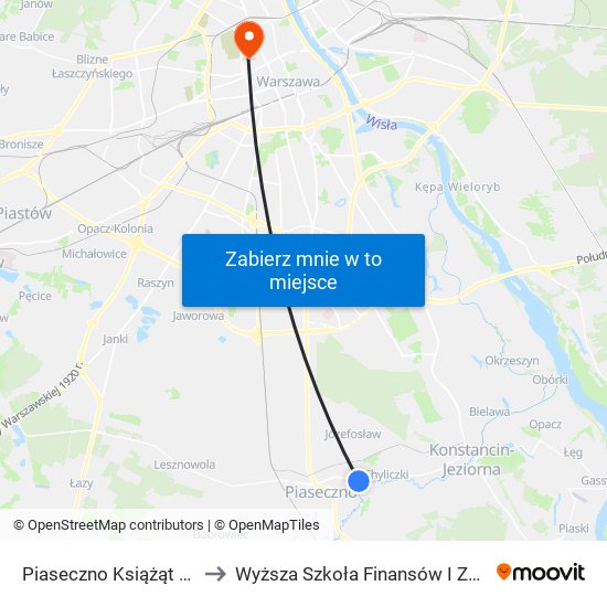 Piaseczno Książąt Mazowieckich 02 to Wyższa Szkoła Finansów I Zarządzania W Warszawie map