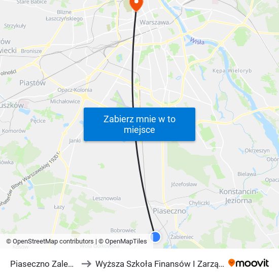 Piaseczno Zalesie Dolne 01 to Wyższa Szkoła Finansów I Zarządzania W Warszawie map