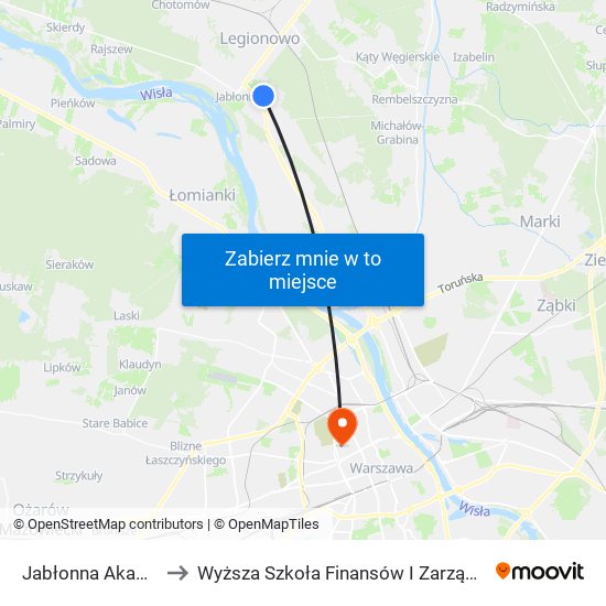 Jabłonna Akademijna 01 to Wyższa Szkoła Finansów I Zarządzania W Warszawie map