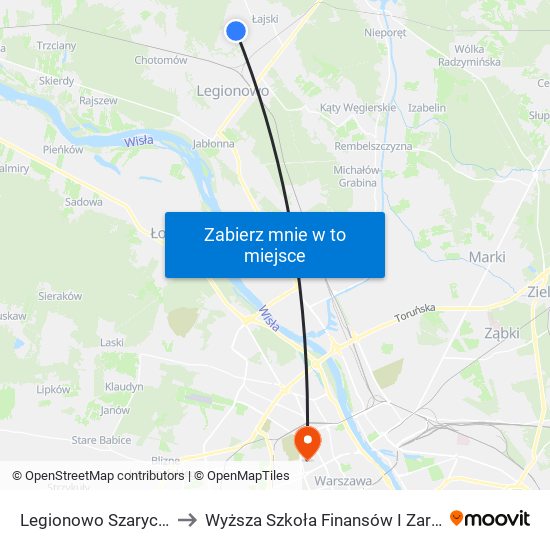 Legionowo Szarych Szeregów 01 to Wyższa Szkoła Finansów I Zarządzania W Warszawie map