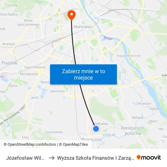 Józefosław Wilanowska to Wyższa Szkoła Finansów I Zarządzania W Warszawie map