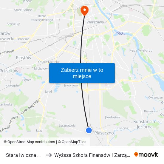 Stara Iwiczna Kielecka 02 to Wyższa Szkoła Finansów I Zarządzania W Warszawie map