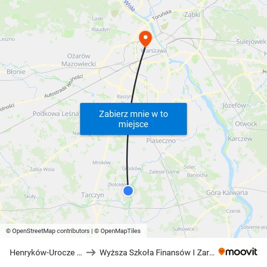 Henryków-Urocze Gromadzka 01 to Wyższa Szkoła Finansów I Zarządzania W Warszawie map