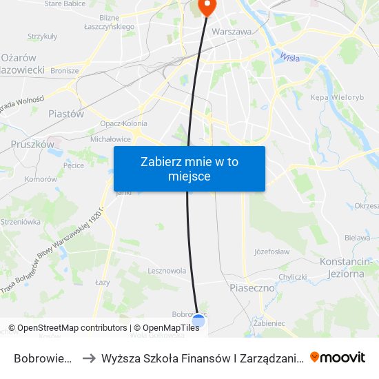 Bobrowiecka 01 to Wyższa Szkoła Finansów I Zarządzania W Warszawie map