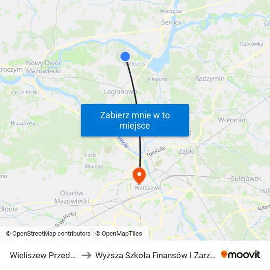 Wieliszew Przedpełskiego 02 to Wyższa Szkoła Finansów I Zarządzania W Warszawie map