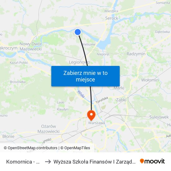 Komornica - Szkoła 01 to Wyższa Szkoła Finansów I Zarządzania W Warszawie map