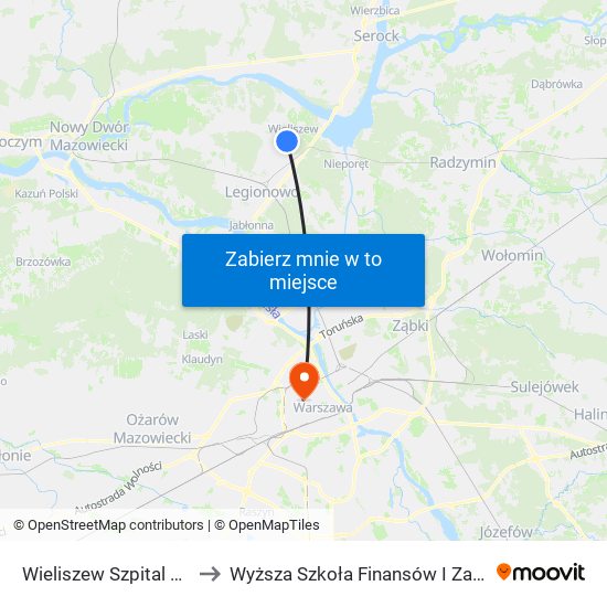 Wieliszew Szpital Onkologiczny 01 to Wyższa Szkoła Finansów I Zarządzania W Warszawie map