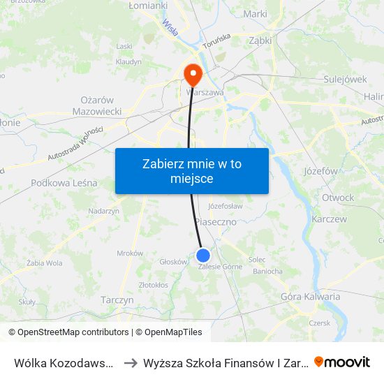 Wólka Kozodawska Cmentarz 02 to Wyższa Szkoła Finansów I Zarządzania W Warszawie map