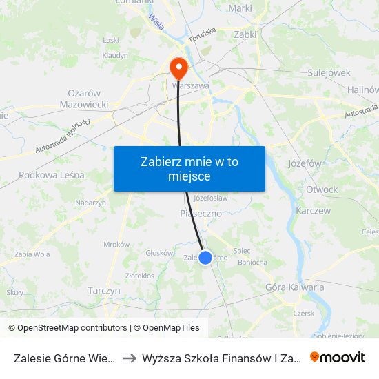 Zalesie Górne Wiekowej Sosny 01 to Wyższa Szkoła Finansów I Zarządzania W Warszawie map