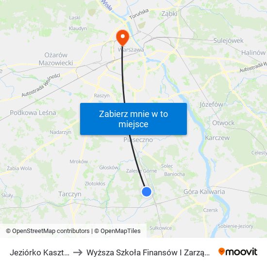 Jeziórko Kasztanowa 01 to Wyższa Szkoła Finansów I Zarządzania W Warszawie map