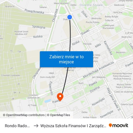 Rondo Radosława 01 to Wyższa Szkoła Finansów I Zarządzania W Warszawie map