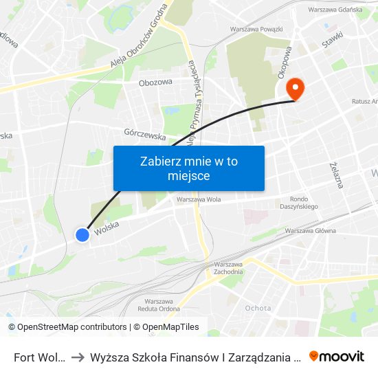 Fort Wola to Wyższa Szkoła Finansów I Zarządzania W Warszawie map