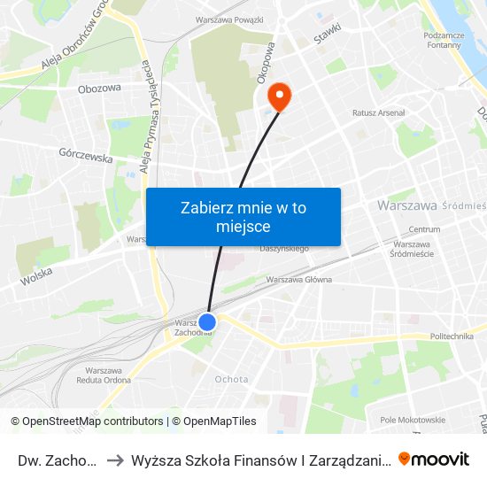 Dw. Zachodni 06 to Wyższa Szkoła Finansów I Zarządzania W Warszawie map