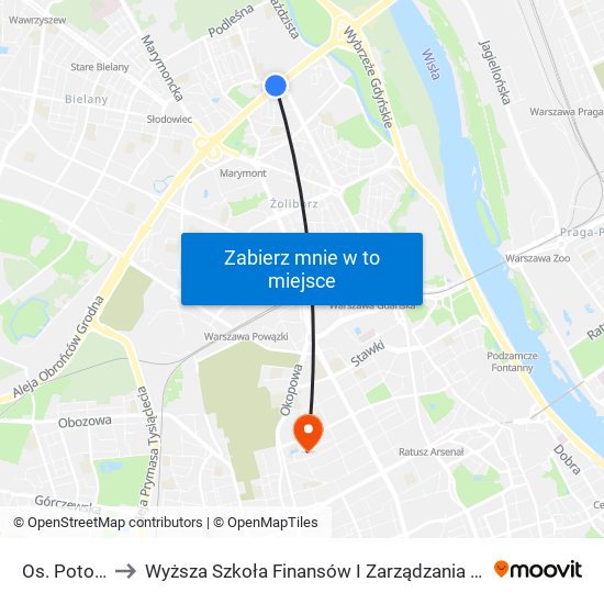 Os. Potok to Wyższa Szkoła Finansów I Zarządzania W Warszawie map