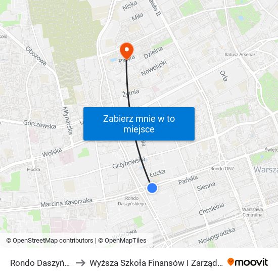 Rondo Daszyńskiego 01 to Wyższa Szkoła Finansów I Zarządzania W Warszawie map