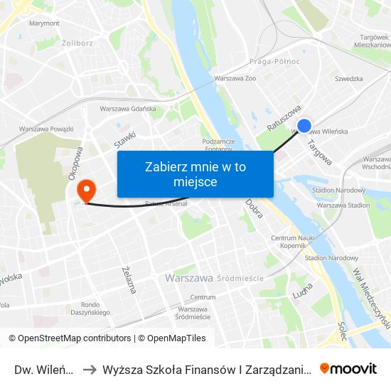 Dw. Wileński 02 to Wyższa Szkoła Finansów I Zarządzania W Warszawie map