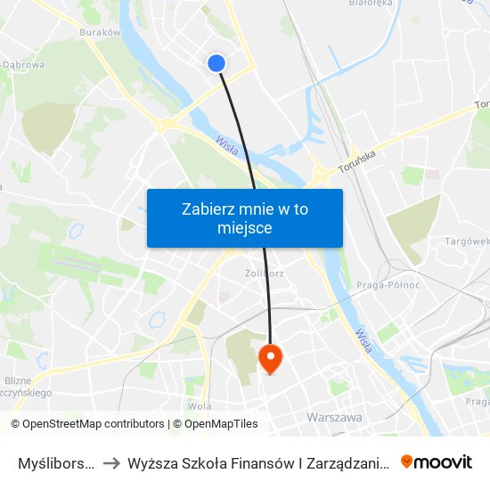 Myśliborska 06 to Wyższa Szkoła Finansów I Zarządzania W Warszawie map