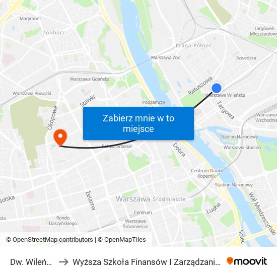 Dw. Wileński 09 to Wyższa Szkoła Finansów I Zarządzania W Warszawie map