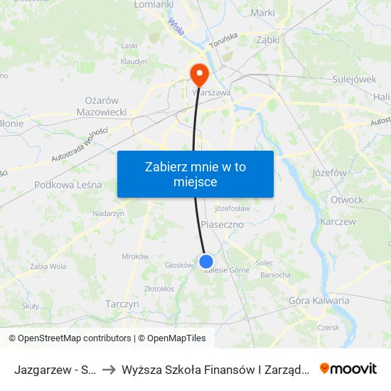 Jazgarzew - Szkoła 01 to Wyższa Szkoła Finansów I Zarządzania W Warszawie map