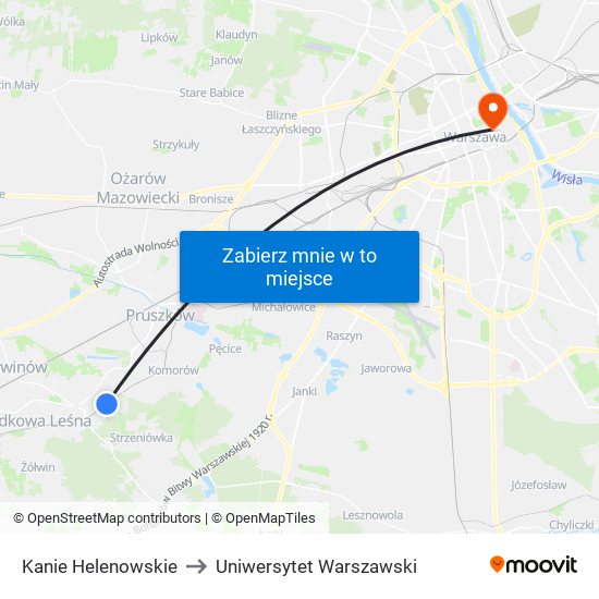 Kanie Helenowskie to Uniwersytet Warszawski map