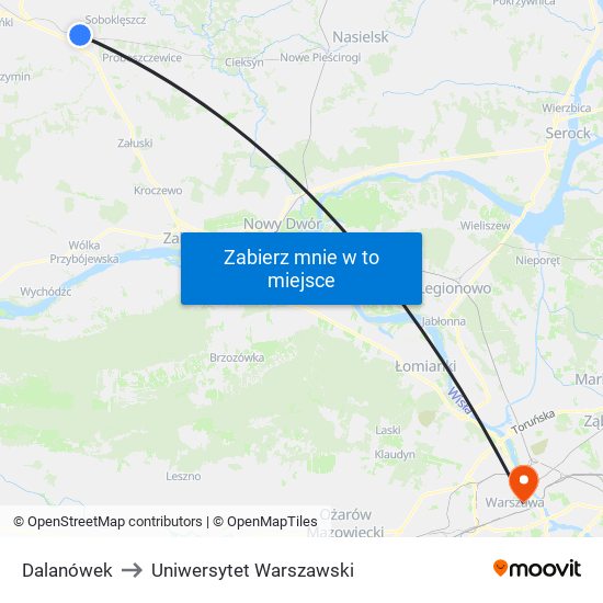 Dalanówek to Uniwersytet Warszawski map