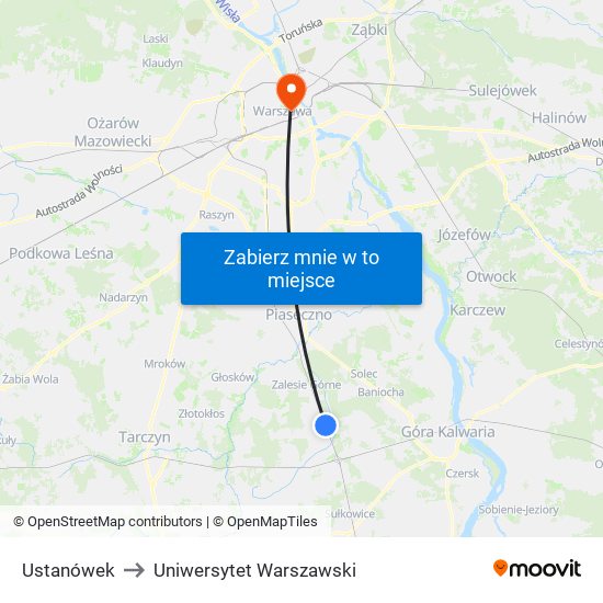 Ustanówek to Uniwersytet Warszawski map
