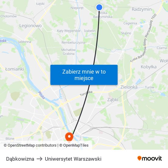 Dąbkowizna to Uniwersytet Warszawski map