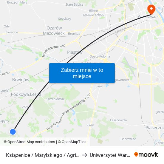 Książenice / Marylskiego / Agri-Rol 01 (Nż) to Uniwersytet Warszawski map