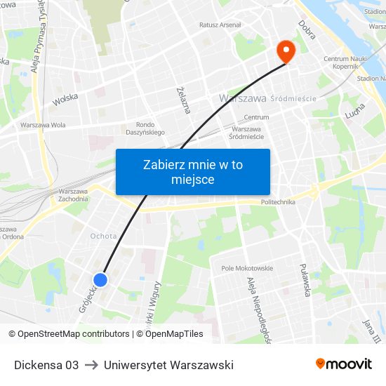 Dickensa 03 to Uniwersytet Warszawski map