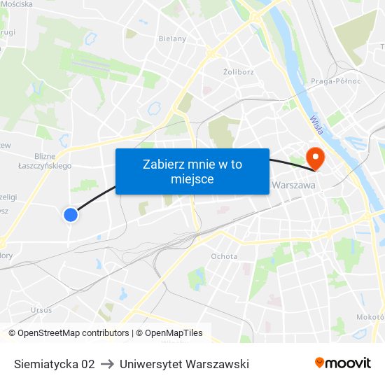 Siemiatycka 02 to Uniwersytet Warszawski map