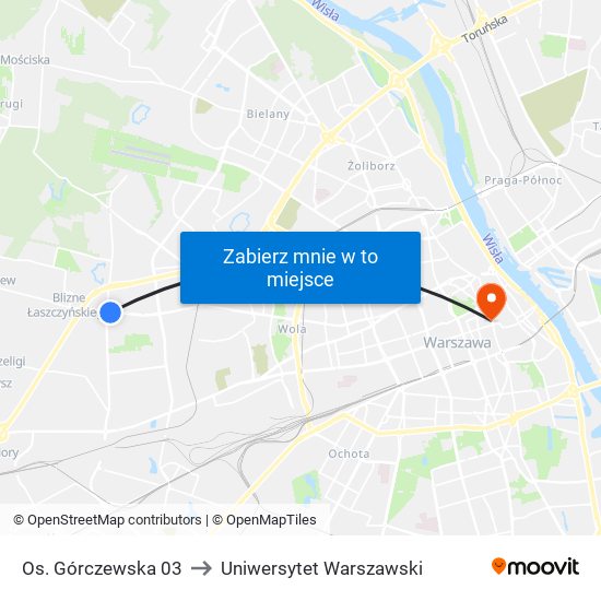 Os. Górczewska 03 to Uniwersytet Warszawski map