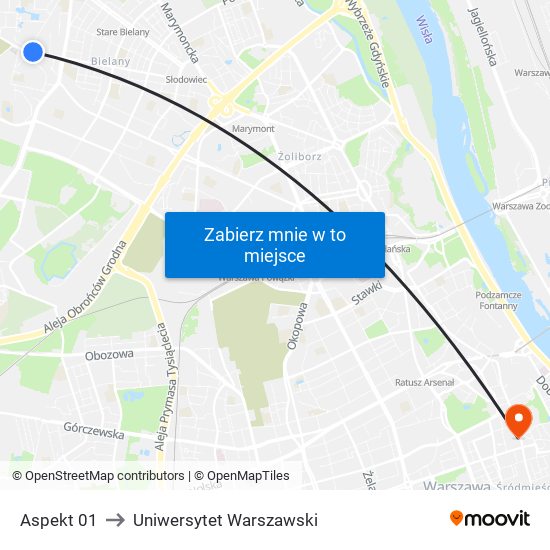 Aspekt 01 to Uniwersytet Warszawski map