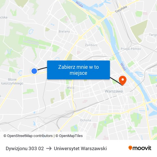 Dywizjonu 303 02 to Uniwersytet Warszawski map