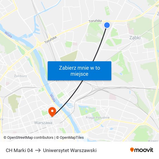 CH Marki 04 to Uniwersytet Warszawski map