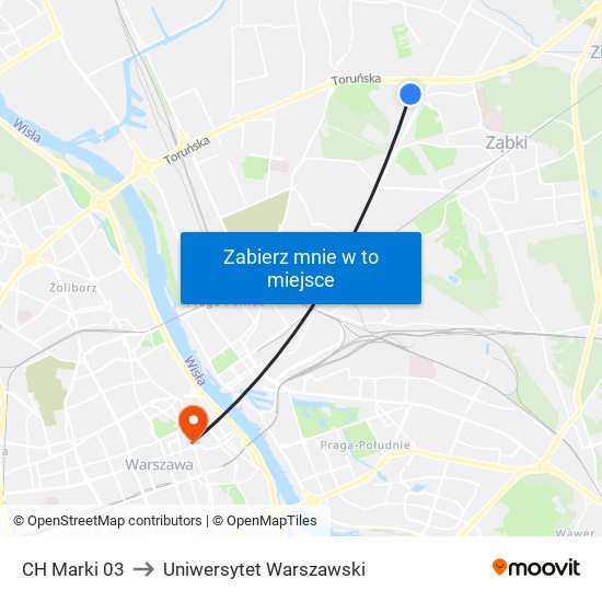 CH Marki 03 to Uniwersytet Warszawski map