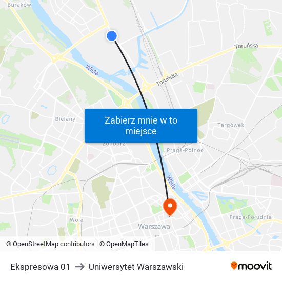 Ekspresowa to Uniwersytet Warszawski map