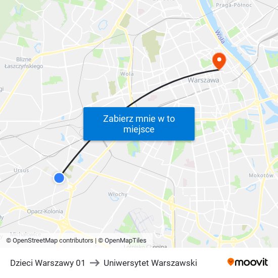 Dzieci Warszawy 01 to Uniwersytet Warszawski map