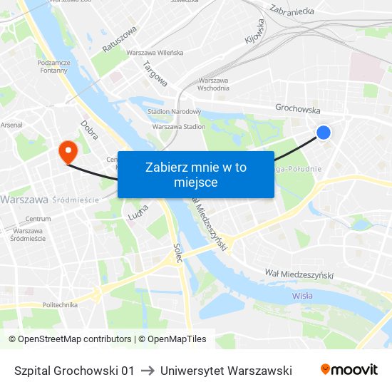 Szpital Grochowski 01 to Uniwersytet Warszawski map