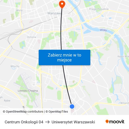 Centrum Onkologii 04 to Uniwersytet Warszawski map
