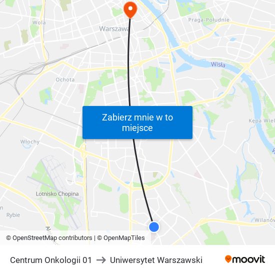 Centrum Onkologii 01 to Uniwersytet Warszawski map