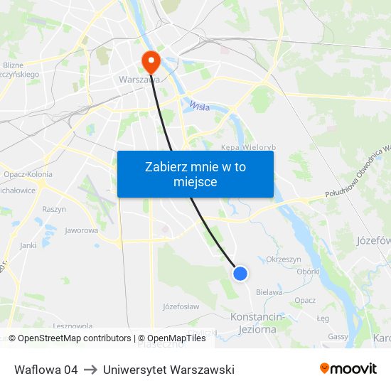 Waflowa 04 to Uniwersytet Warszawski map