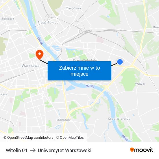Witolin 01 to Uniwersytet Warszawski map