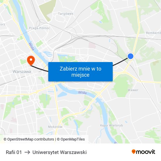 Rafii 01 to Uniwersytet Warszawski map